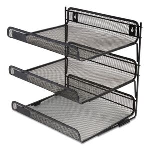 Black Wire Mesh Hanging Document Organizer, 3 Sections, Letter Size